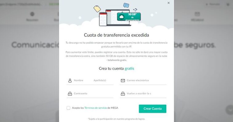 Cómo eliminar la cuota de transferencia excedida en MEGA.NZ