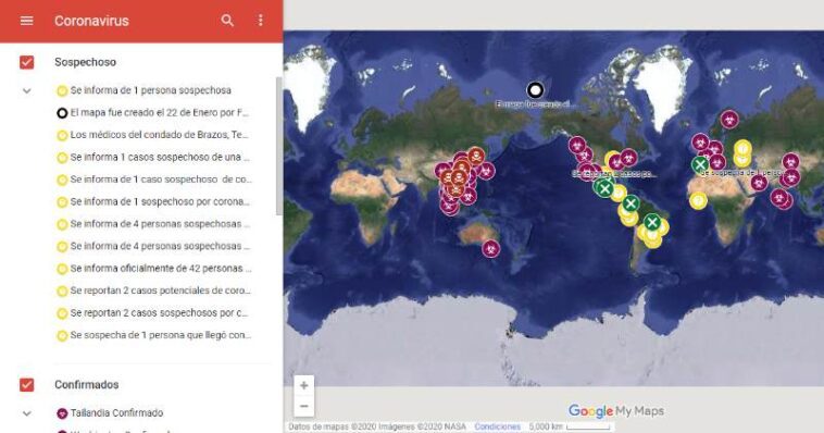 Mapa interactivo de Google Maps muestra los casos de COVID-19 por ubicación